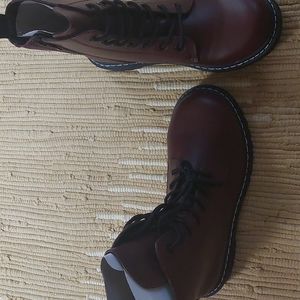 Burgandy Faux Leather combat boots